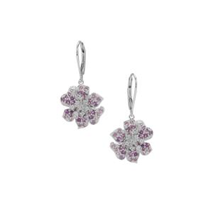 Ombre Floral Fiore Ametista Amethyst & White Topaz Sterling Silver Earrings ATGW 1.50cts