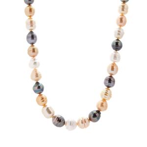 Tahitian, South Sea & Golden South Sea Cultured Pearl Sterling Silver Graduated Necklace 
