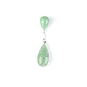 Green Jadeite Pendant with White Zircon in Sterling Silver 25.01cts