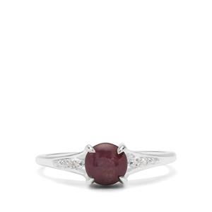 Star Ruby & White Zircon Sterling Silver Ring ATGW 1.80cts