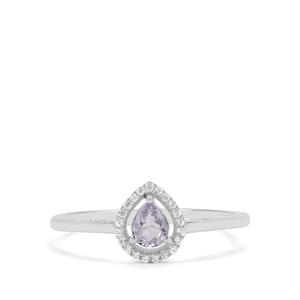 Cuprian Tourmaline & White Zircon Sterling Silver Ring ATGW 0.43ct