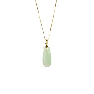 20ct Type A Jadeite Gold Tone Sterling SIlver Pendant Necklace