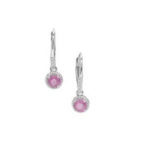 Ilakaka Hot Pink Sapphire & White Zircon Sterling Silver Earrings ATGW 1.40cts (F)