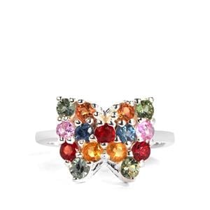 1.67ct Rainbow Sapphire Sterling Silver Butterfly Ring