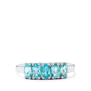 1.33ct Madagascan Blue Apatite Sterling Silver Ring 
