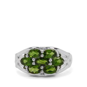 Chrome Diopside & Green Diamond Sterling Silver Ring ATGW 1.71cts