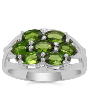 Chrome Diopside Ring with Green Diamond in Sterling Silver 1.71cts