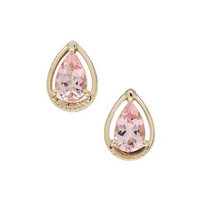 1.40ct Nigerian Pink Morganite 9K Gold Earrings