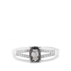 Mogok Silver Spinel Ring with White Zircon in Sterling Silver 1.10cts