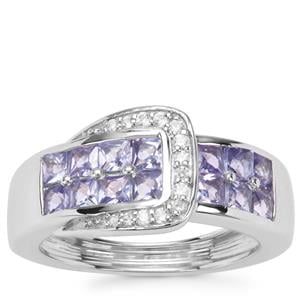 Tanzanite Ring with White Zircon in Sterling Silver 1.47cts