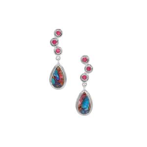 Multi-Colour Oyster Copper Mojave Turquoise  & Mystic Pink Topaz Sterling Silver Aryonna Earrings ATGW 9.85cts