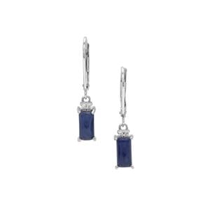 Bharat Sapphire Earrings with White Zircon in Sterling Silver 3.45cts