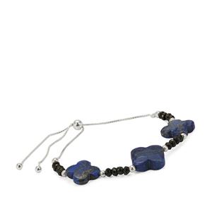 Black Spinel & Lapis Lazuli Sterling Silver Bracelet ATGW 29cts