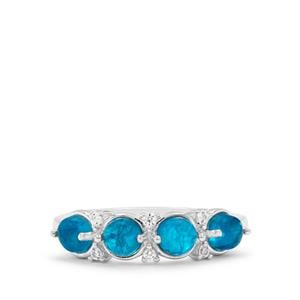 Neon Apatite & White Zircon Sterling Silver Ring ATGW 1.55cts