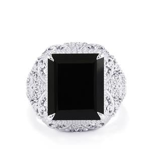 12.58ct Black Spinel Sterling Silver Ring 