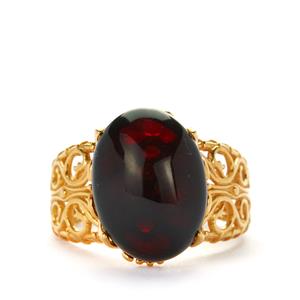 Baltic Cherry Amber Gold Tone Sterling Silver Ring (16.5x12.5mm)