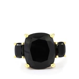 Black Spinel Ring in Two Tone Gold Plated Sterling Silver 7.60cts