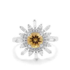 Scapolite & White Zircon Sterling Silver Ring ATGW 2.12cts