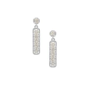 Plush Diamond Sunstone Earrings with White Zircon in Sterling Silver 1.85cts