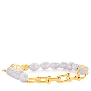 Baroque Cultured Pearl Gold Tone Sterling Silver Bracelet (6mm x 7mm)