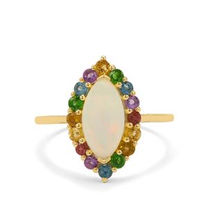 Ethiopian Opal & Multi Gemstone 9K Gold Ring ATGW 1.75cts