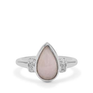 Pink Aragonite & White Topaz Sterling Silver Ring ATGW 2.45cts