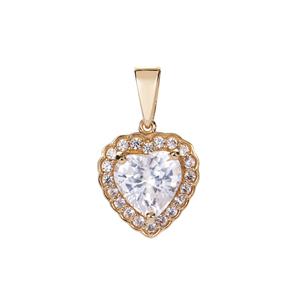 2.13ct Kaduna White Zircon 9K Gold Heart Pendant