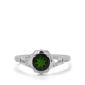 Chrome Diopside & White Zircon Sterling Silver Ring ATGW 1.07cts