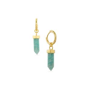 10cts Peruvian Amazonite Gold Tone Sterling Silver Earrings 