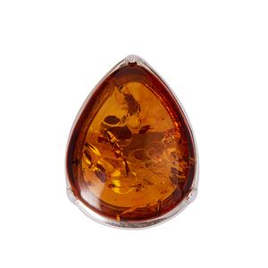 Baltic Cognac Amber Sterling Silver Ring (22x 18mm)