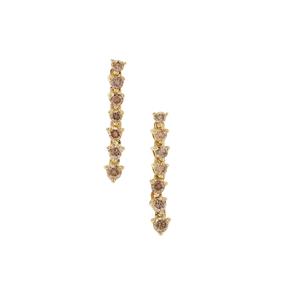 1/2ct Cape Champagne Diamonds 9K Gold Earrings