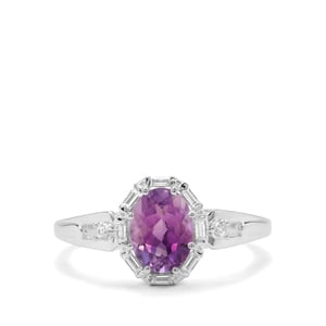 Moroccan Amethyst & White Zircon Sterling Silver Ring ATGW 1.35cts