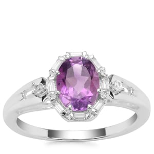 Moroccan Amethyst Ring with White Zircon in Sterling Silver 1.35cts