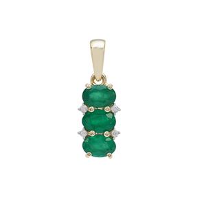 Kafubu Emerald Pendant with White Zircon in 9K Gold 1.55cts