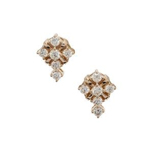 2/3ct Natural Yellow Diamond 9K Gold Earrings 