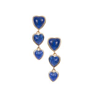 8.70ct Sar-i-Sang Lapis Lazuli Gold Tone Sterling Silver Heart Earrings