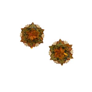 Wobito Snowflake Cut Sunset Topaz 9K Gold Earrings 5.95cts