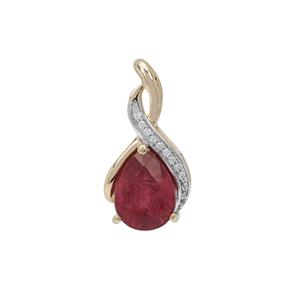 Nigerian Rubellite Pendant with White Zircon in 9K Gold 2.65cts