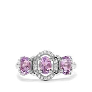 Moroccan Amethyst & White Zircon Sterling Silver Ring ATGW 1.40cts