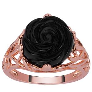 7.20ct Black Onyx Rose Gold Tone Sterling Silver Ring