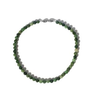 300cts Type A Deep Green Jadeite Sterling Silver Necklace 