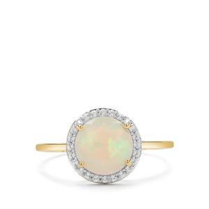 Ethiopian Opal & White Zircon 9K Gold Ring ATGW 1.35cts