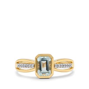 Aquaiba™ Beryl & White Zircon 9K Gold Ring ATGW 0.95ct