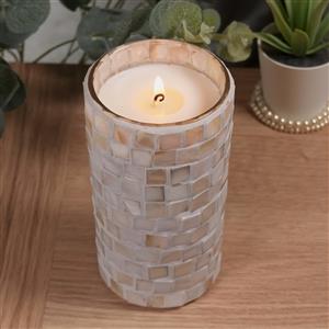 Mother of Pearl Tall Mosaic Candle