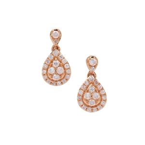 1/3ct Natural Pink Diamonds 9K Rose Gold Earrings 