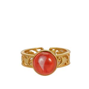 4cts Nanhong Agate Gold Tone Sterling Silver Ring 