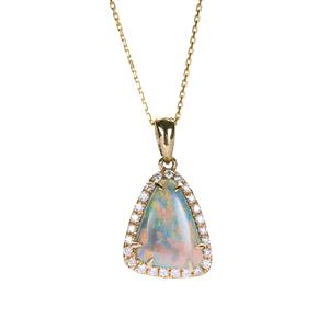 Opal & Diamond 14k Gold Necklace ATGW 1.53cts