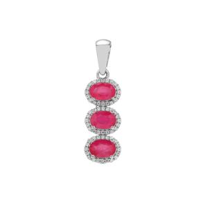 Kenyan Ruby Pendant with Natural Zircon in Platinum Plated Sterling Silver 2.21cts