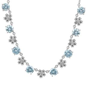 Sky Blue, White Topaz Platinum Plated Sterling Silver Necklace ATGW 19.90cts