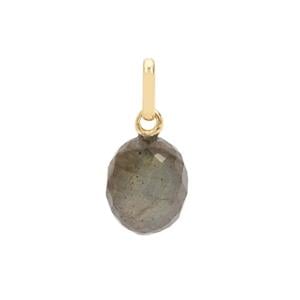 Molte Black Labradorite Oval Charm in Gold Plated Silver